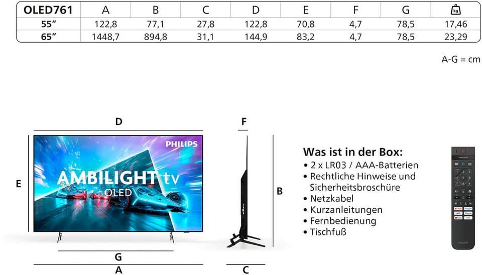 Philips 55OLED761/12 OLED-Fernseher (139 cm/55 Zoll, 4K Ultra HD, Smart-TV) - Thumbnail 3
