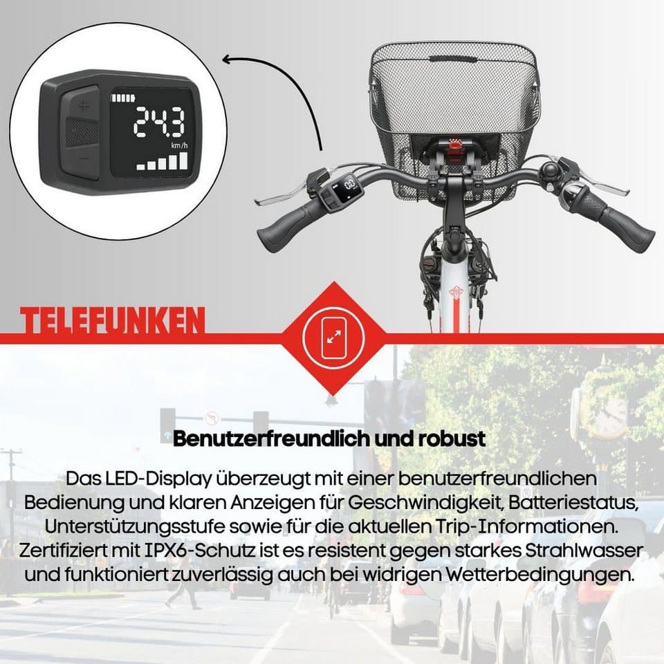 Telefunken E-Bike Cityrad Multitalent RC657, 7 Gang Shimano Nexus Schaltwerk, Nabenschaltung, Frontmotor, 536,5 Wh, Pedelec, Elektrofahrrad für Damen u. Herren - Thumbnail 8