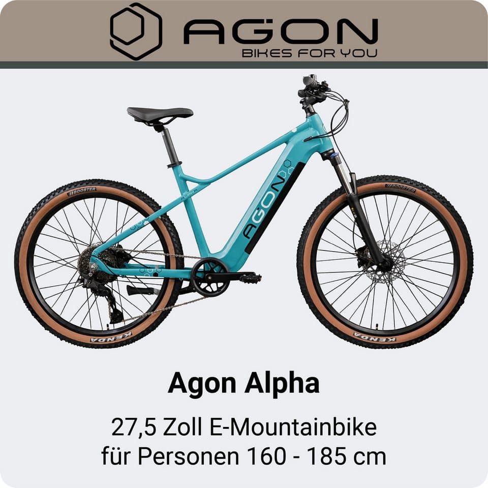 AGON E-Bike Mountainbike Alpha, 10 Gang Shimano Deore SGS T6000 Schaltwerk, Kettenschaltung, Heckmotor, 540 Wh, Pedelec, Elektrofahrrad für Damen u. Herren, MTB - Thumbnail 2