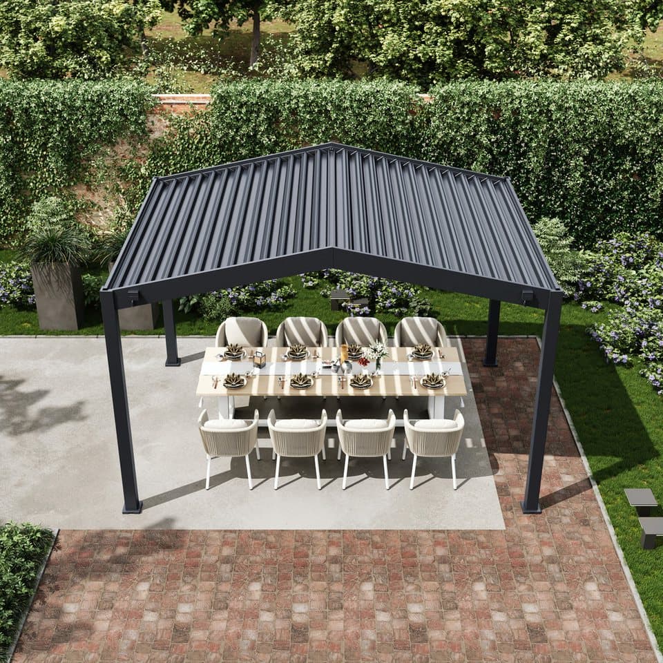 Paragon Pergola mit Lamellendach Icon 1013 Anthrazit, BxTxH: 399x308x282 cm, Mit verstellbaren Aluminiumlamellen - Thumbnail 5