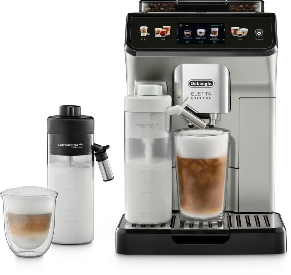 De'Longhi Kaffeevollautomat Eletta Explore ECAM450.55.S - 40 Rezepte, heißer & kalter Milchschaum, 3,5" Touch-Display, herausnehmbare Brühgruppe, einstellbarer Mahlgrad - Bild 1