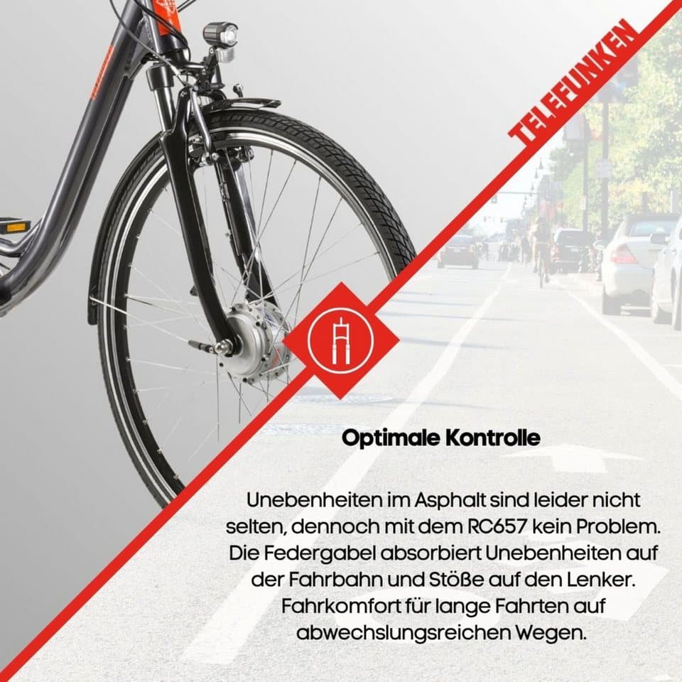 Telefunken E-Bike Cityrad Multitalent RC657, 7 Gang Shimano Nexus Schaltwerk, Nabenschaltung, Frontmotor, 536,5 Wh, Pedelec, Elektrofahrrad für Damen u. Herren - Thumbnail 6