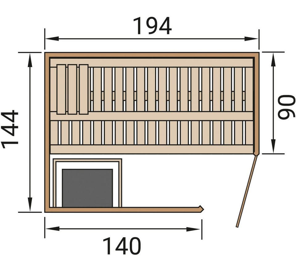 weka Sauna Element-Ecksauna VARBERG 1, BxTxH: 194 x 144 x 199 cm, 68 mm, vorgefertigte Elemente, moderne Ganzglastür - Thumbnail 10