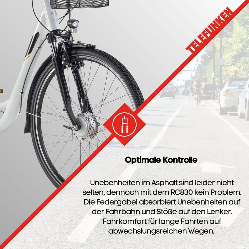 Telefunken E-Bike Cityrad Multitalent RC830, 3 Gang Shimano Nexus Schaltwerk, Frontmotor, 531,3 Wh, Pedelec, Elektrofahrrad für Damen u. Herren - Thumbnail 6