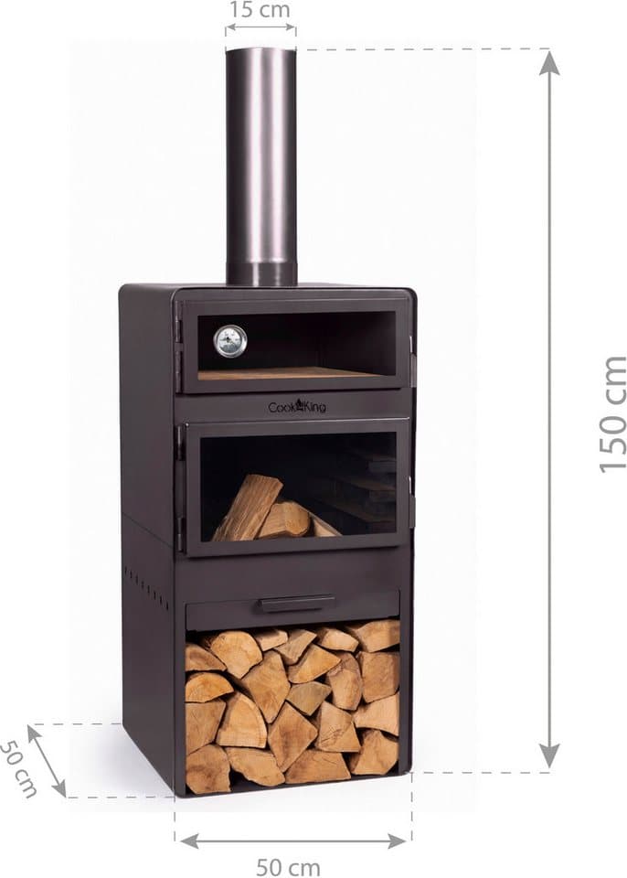 CookKing Grillkamin Terrassenofen Vento Plus, inkl. Pizzaofen, Stahl, 50x50x150 cm - Thumbnail 6