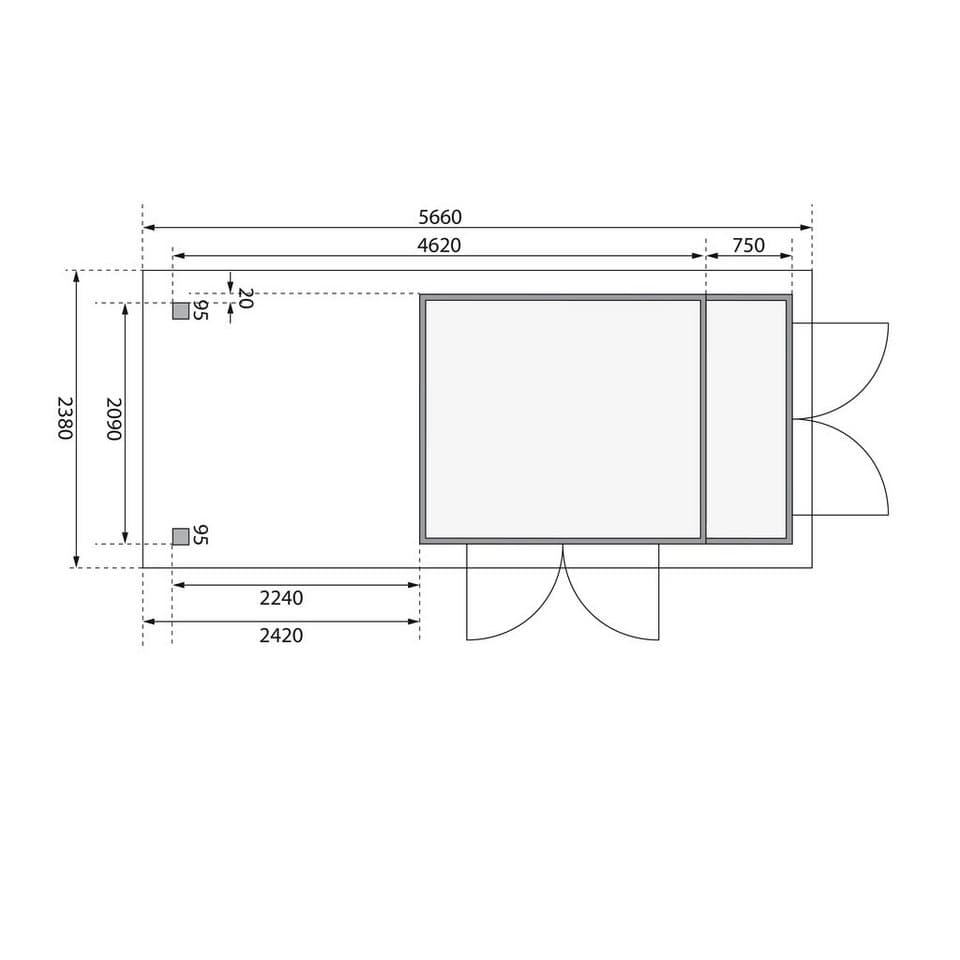 Karibu Gartenhaus Ostsee 3, BxT: 566x238 cm, (Set) - Thumbnail 9
