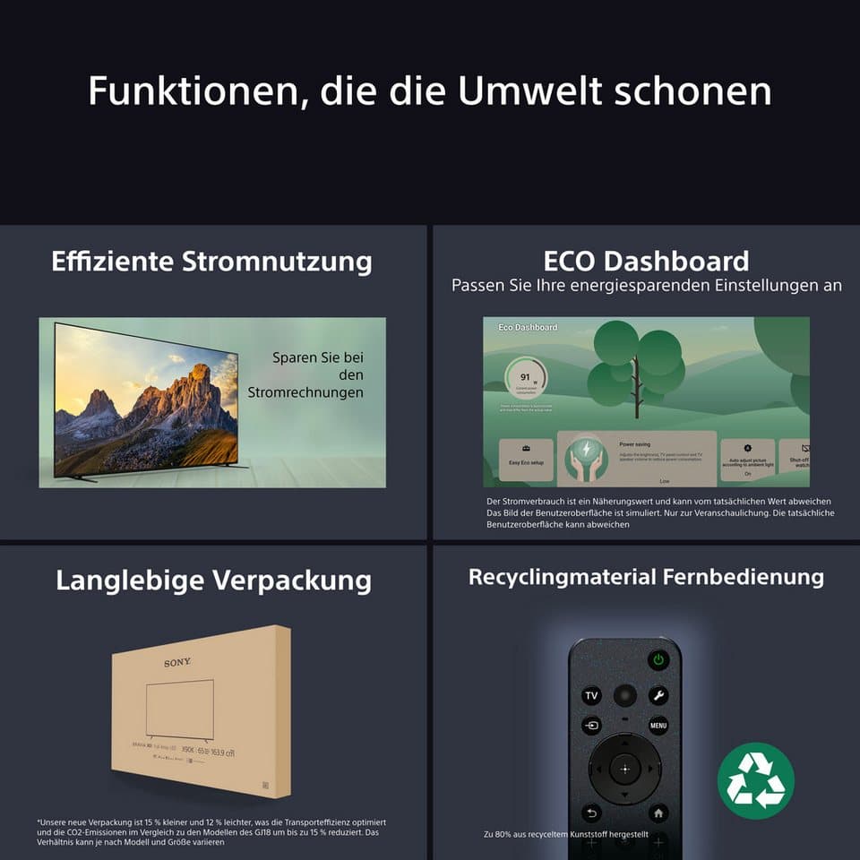 Sony K-65XR80 OLED-Fernseher (164 cm/65 Zoll, 4K Ultra HD, Smart-TV, Google TV, BRAVIA 8, 4K HDR, Dolby Vision & Atmos + Bar 8) - Thumbnail 18