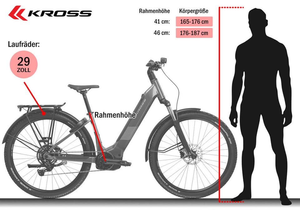 Kross E-Bike ATB Influx Hybrid SUV 2.0 16,7Ah / BOSCH 600 Wh 29" grau 9 Gänge 2026, 9 Gang Shimano CUES U4000 Schaltwerk, Kettenschaltung, Mittelmotor, 600 Wh, BOSCH PERFORMANCE LINE PX 36 V/250 W, Mittelmotor - Thumbnail 16
