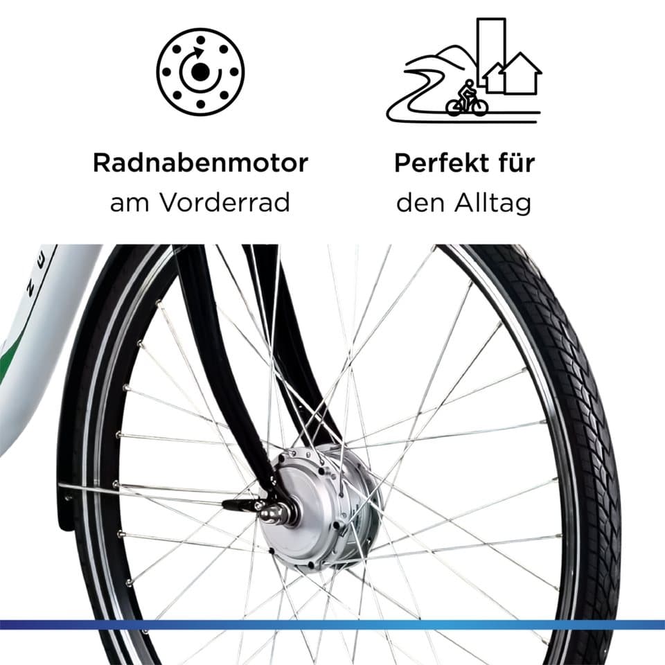 Zündapp E-Bike Cityrad Z503, 7 Gang Shimano Tourney RD-TY21 Schaltwerk, Kettenschaltung, Frontmotor, 536 Wh, Pedelec, Elektrofahrrad für Damen u. Herren - Thumbnail 5