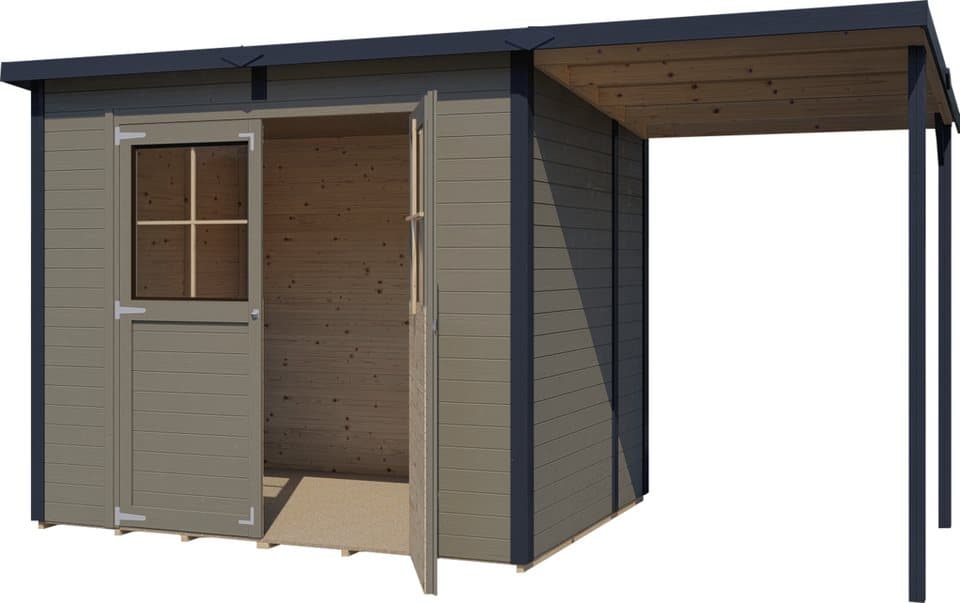 BERTILO Gartenhaus Einfach 3 Plus beigegrau, BxT: 395x200 cm - Thumbnail 3