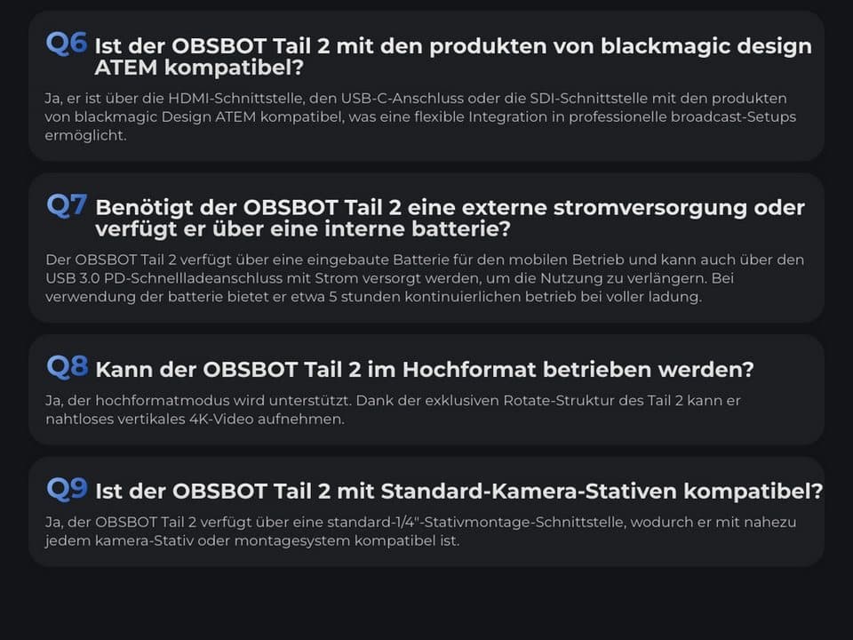 OBSBOT Tail 2 Camcorder (WLAN (Wi-Fi), Bluetooth, LAN (Ethernet), 5x opt. Zoom) - Thumbnail 15
