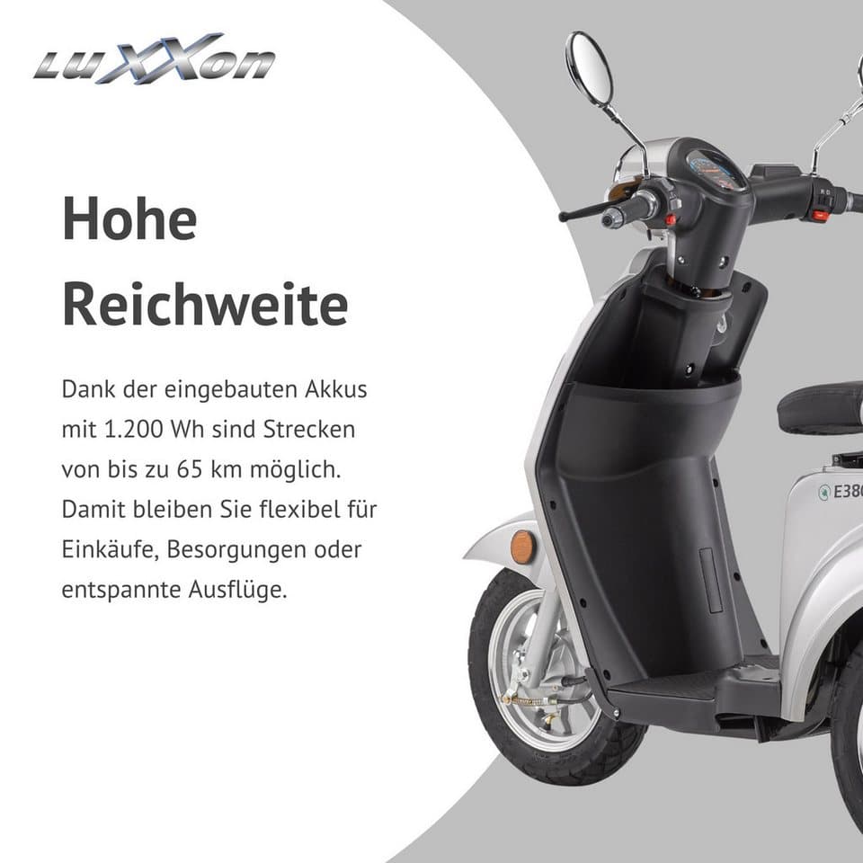 Luxxon Elektromobil E3800, 800 W, 20 km/h, (Elektroroller, Korb), bis zu 65 km Reichweite, Elektro Dreirad, Seniorenmobil - Thumbnail 6