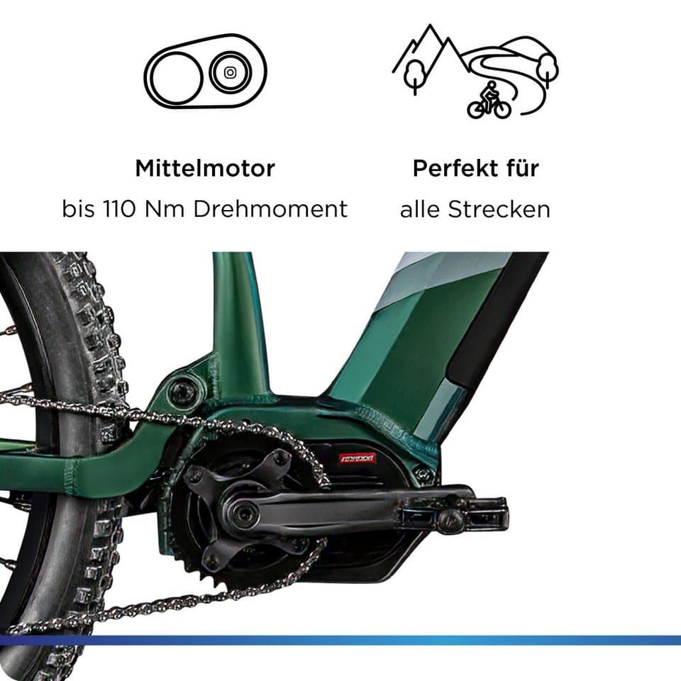 Zündapp E-Bike Mountainbike X1000, 10 Gang Shimano Cues U62020 SGS Schaltwerk, Kettenschaltung, Mittelmotor, 733 Wh, E Bike Mountainbike Fully 29 Zoll 10 Gänge Pedelec Damen Herren 730 Wh - Thumbnail 5