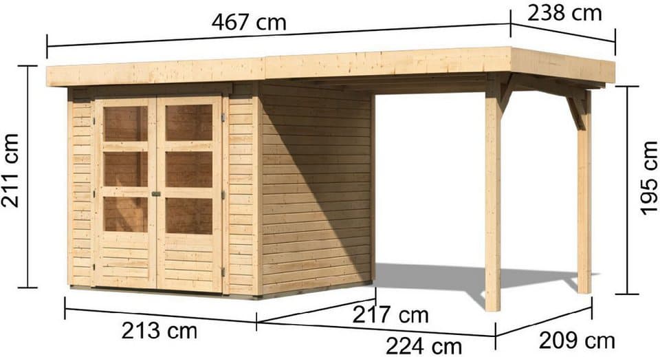 KONIFERA Gartenhaus Nikulai 2, BxT: 467x238 cm, (Set), inkl. Anbaudach - Thumbnail 8