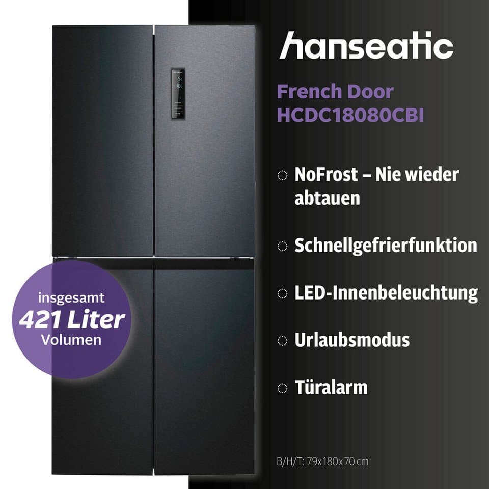 Hanseatic Multi Door HCDC18080CBI, 180 cm hoch, 79 cm breit, inkl. 3 Jahre Herstellergarantie - Thumbnail 3