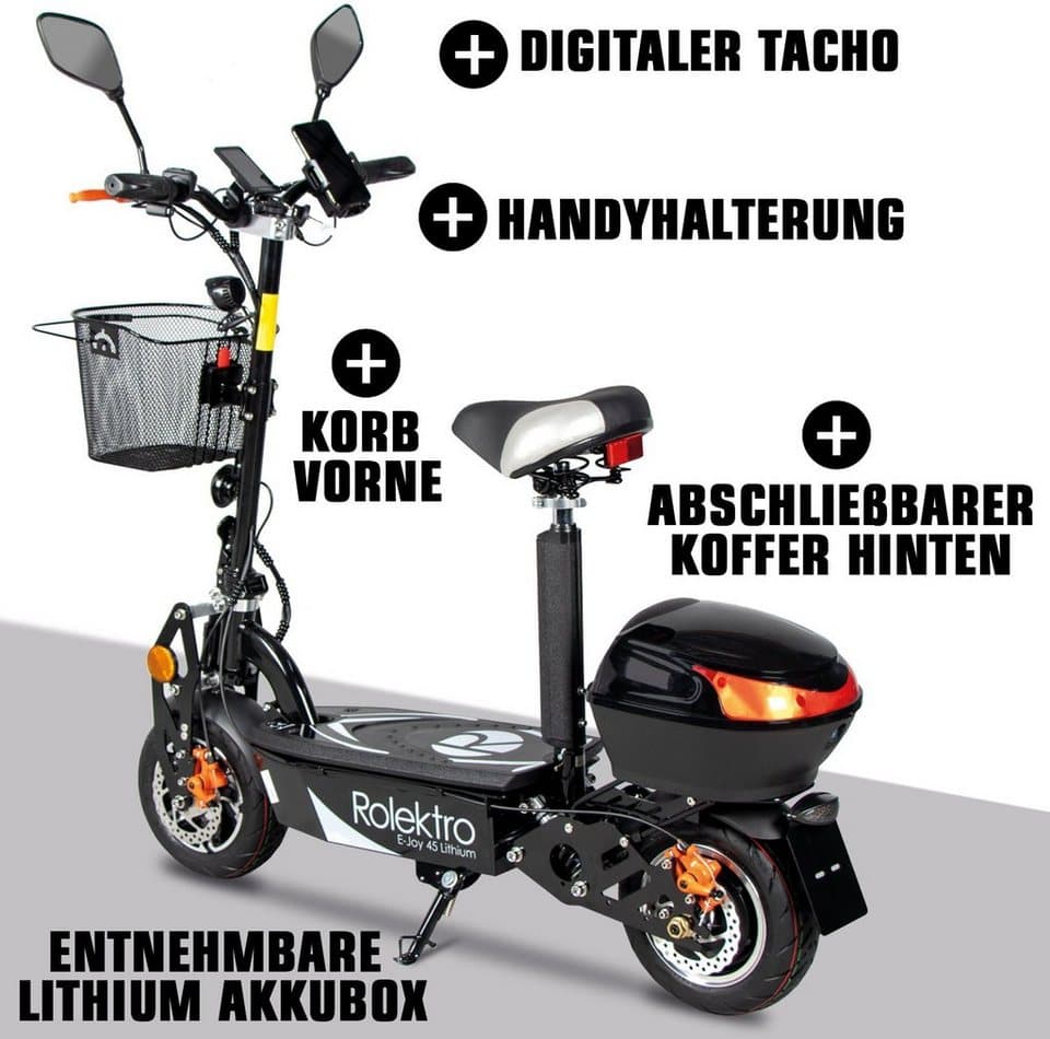Rolektro E-Motorroller Rolektro E-Joy 45 Lithium, 1000 W, 45 km/h, bis zu 50 km Reichweite, mit USB-Anschluss - Thumbnail 5