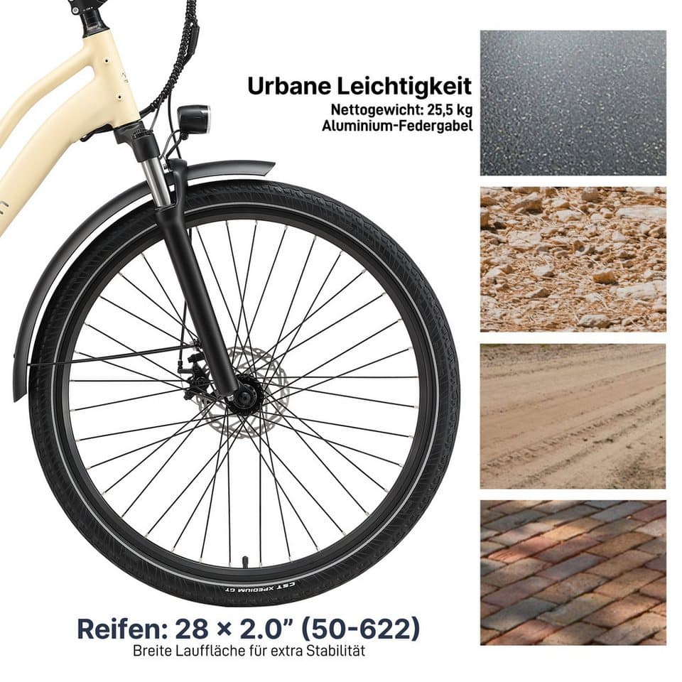 Maxtron E-Bike Cityrad Maxtron Urban 7 E-Citybike 28 Zoll, 7 Gang Shimano Altus Schaltwerk, Kettenschaltung, Heckmotor, 460,8 Wh, (Packung), Tiefeinsteiger für Damen - Thumbnail 5