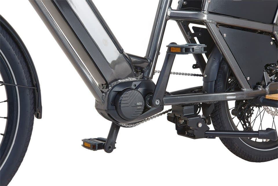 Prophete E-Bike Lastenrad Longtail - Urbanicer 4.0 inkl. 2 Sitzpolster, 9 Gang Shimano Cues Schaltwerk, Kettenschaltung, Mittelmotor, 720 Wh, Heck-Gepäckträger bis 80kg Zuladung, 10 Jahre Garantie auf den Rahmen - Thumbnail 5