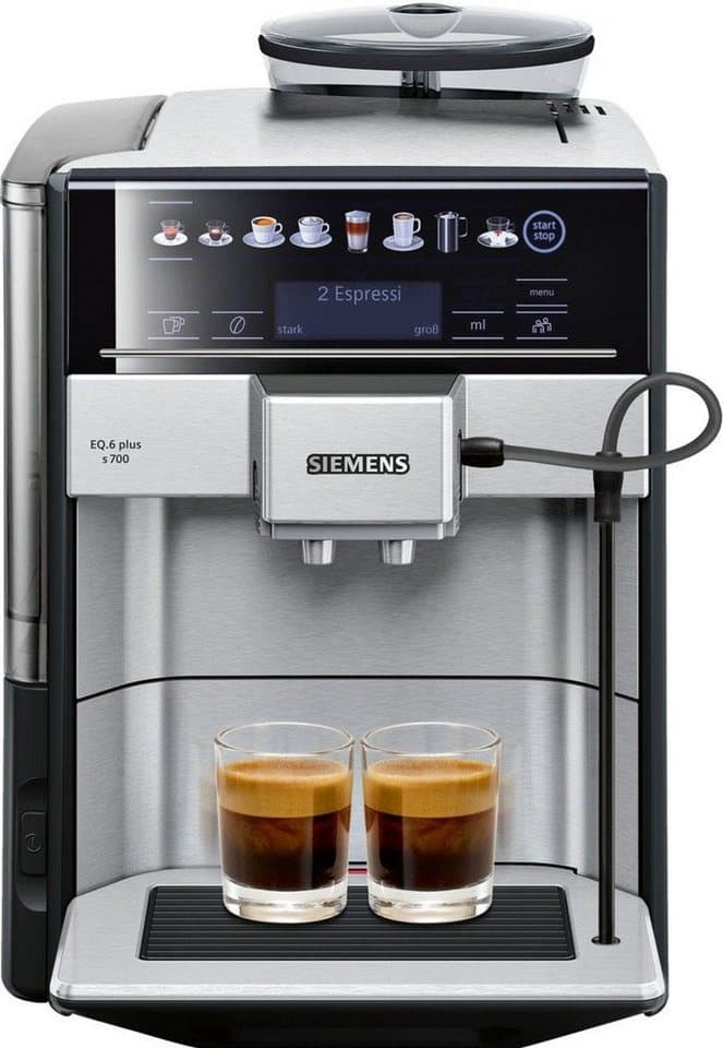 SIEMENS Kaffeevollautomat EQ6 plus s700 TE657503DE, Doppeltassenfunktion, Keramikmahlwerk, viele Kaffeespezialitäten, automatische Dampfreinigung, edelstahl - Bild 1