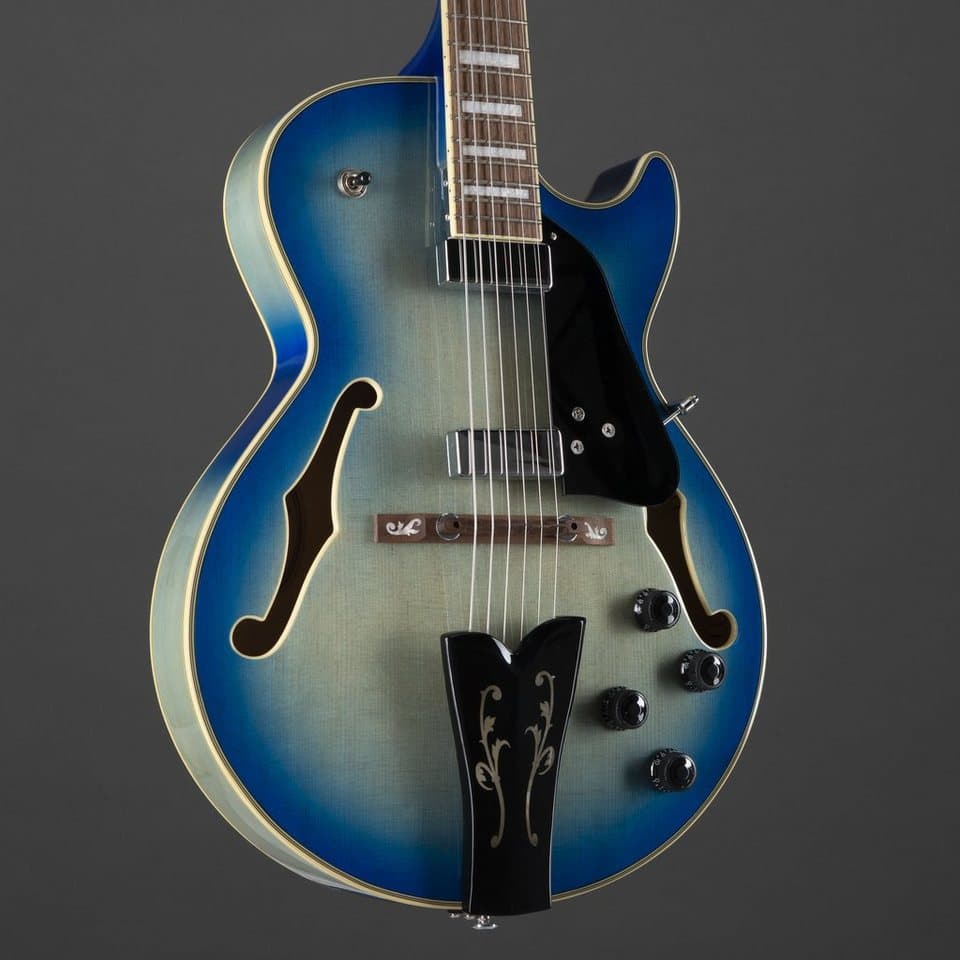 Ibanez Halbakustik-Gitarre, Halb-Akustik Gitarren, Hollow-Body Modelle, George Benson GB10EM-JBB Jet Blue Burst - Halbakustik Gitarre - Thumbnail 6