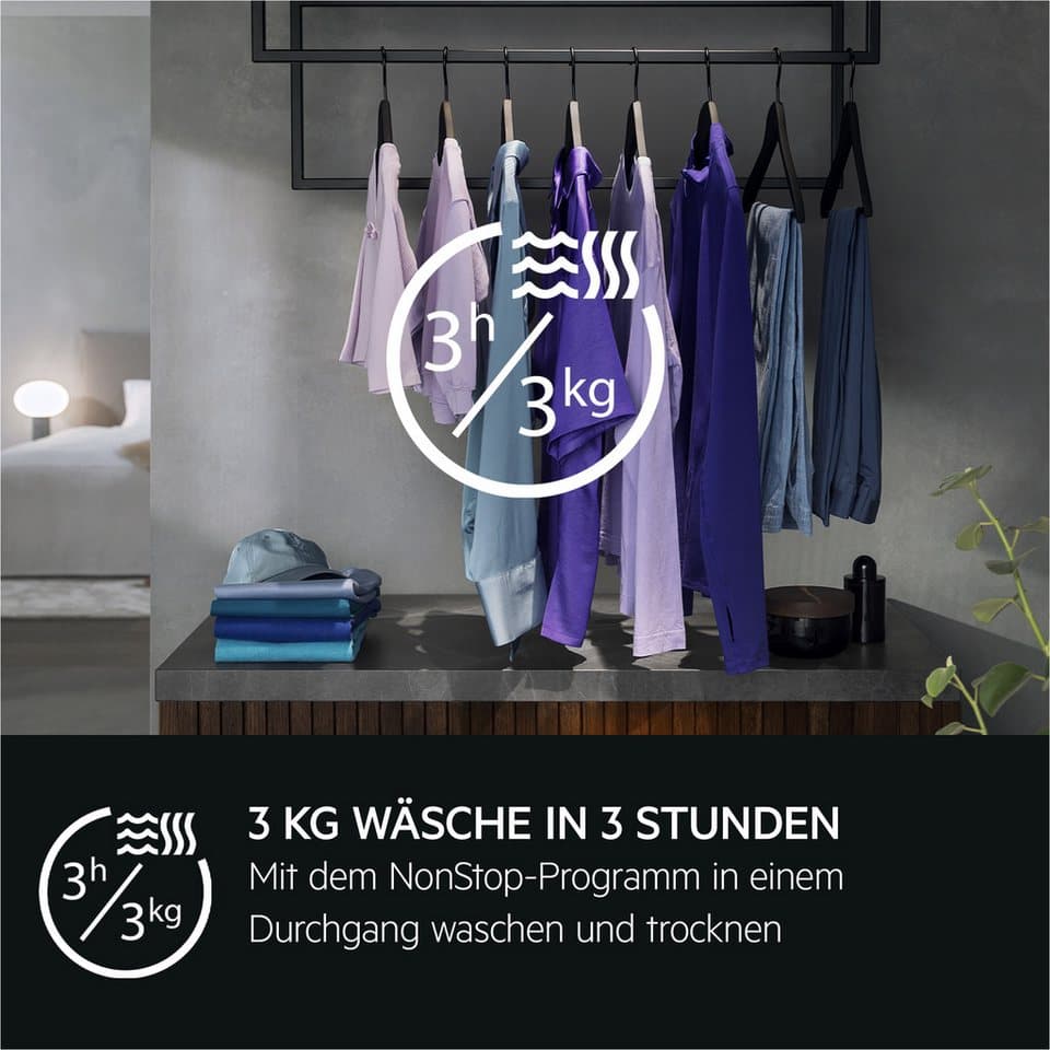 AEG Waschtrockner 9000 SensiDry® L9WEF80690, 9 kg, 6 kg, 1600 U/min, AbsoluteCare®: Wärmepumpe und kein Einlaufen von Wolle und Seide - Thumbnail 3
