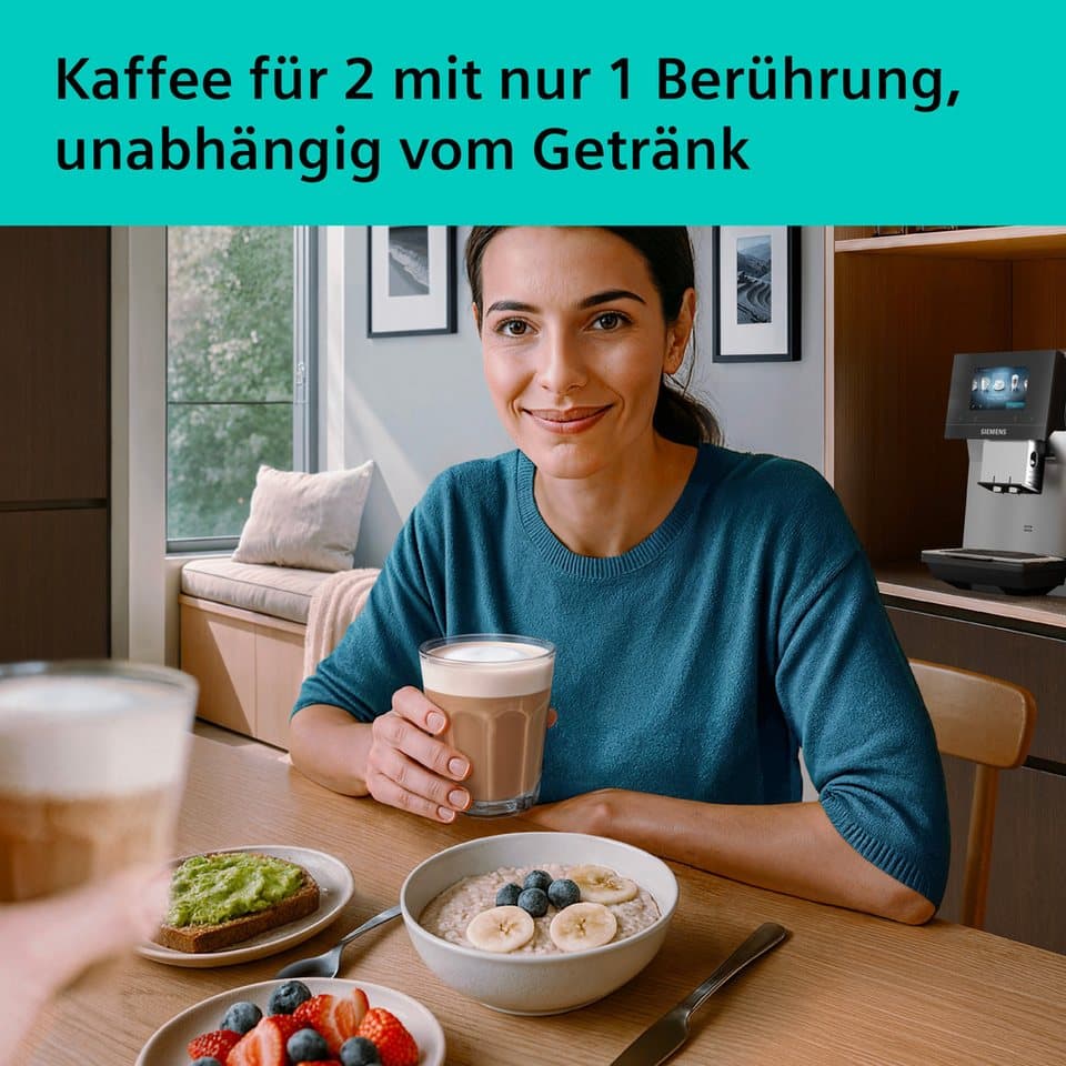 SIEMENS Kaffeevollautomat EQ700 TP725ET7, inkl. Thermo-Kaffeebecher, XL-Getränke, 20 Favoriten, farbiges Full-Touch-Display, Doppeltassenfunktion, sehr leise, silber - Thumbnail 16