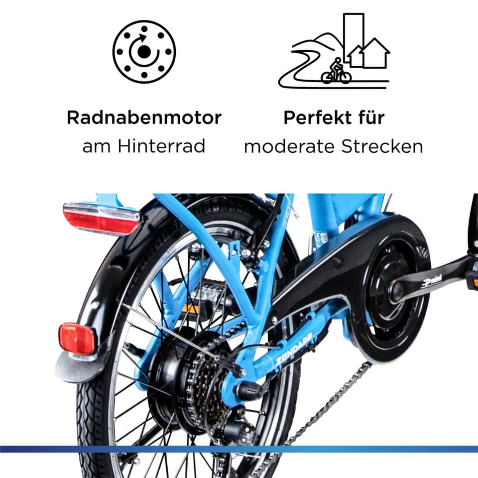 Zündapp E-Bike Faltrad Z101, 6 Gang Shimano Tourney RD-TY300 Schaltwerk, Kettenschaltung, Heckmotor, 270 Wh, Pedelec, Elektrofahrrad für Damen u. Herren - Thumbnail 5