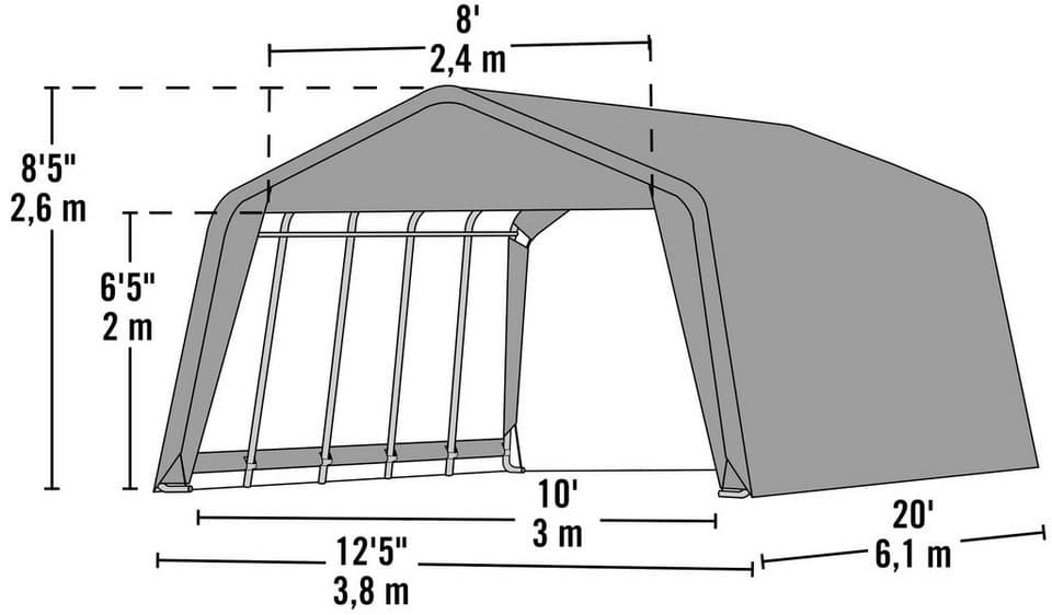 ShelterLogic Foliengerätehaus Folien-Weidezelt, Zeltgarage, Grün, 610x380x260 cm - Thumbnail 5