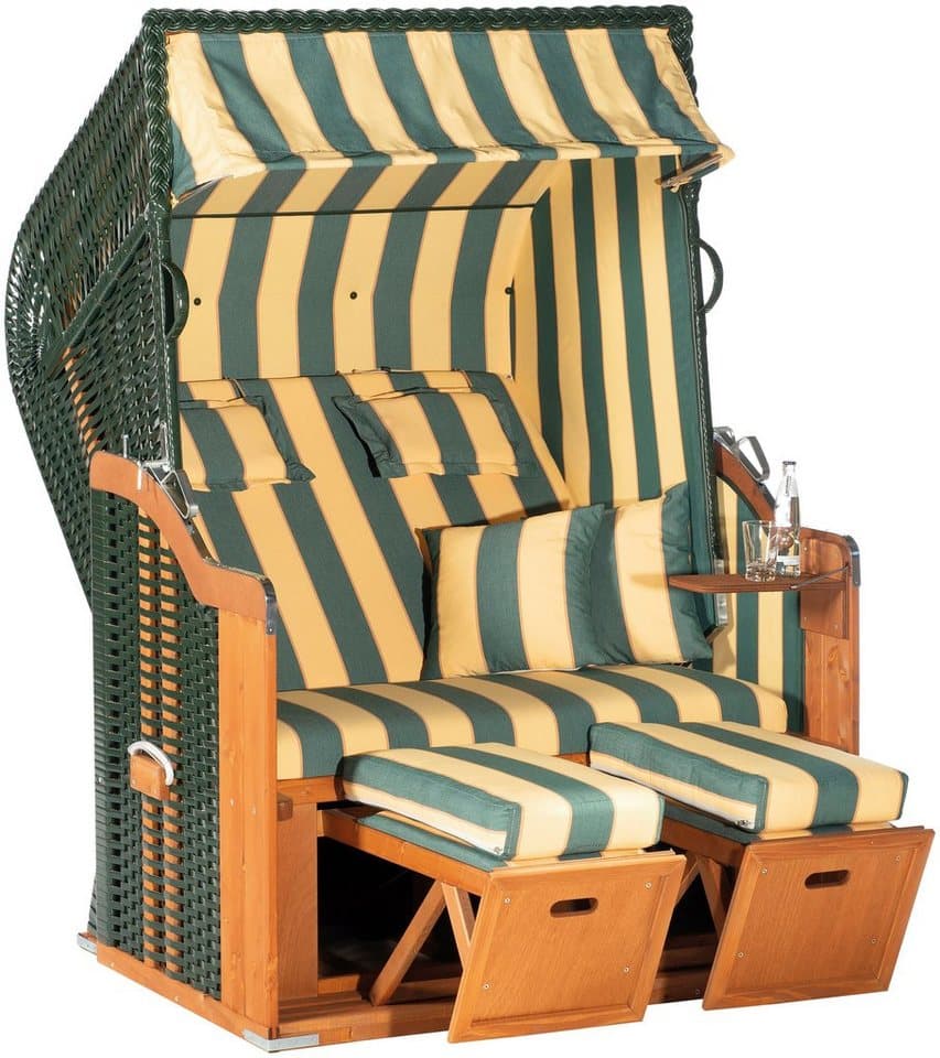 SunnySmart Strandkorb Rustikal 250 Plus, BxTxH: 125x90x160 cm, Halblieger, Ostsee-Modell, (OTTOs Choice), 2-Sitzer, komplett montiert, Oberkorb in einem Stück geflochten