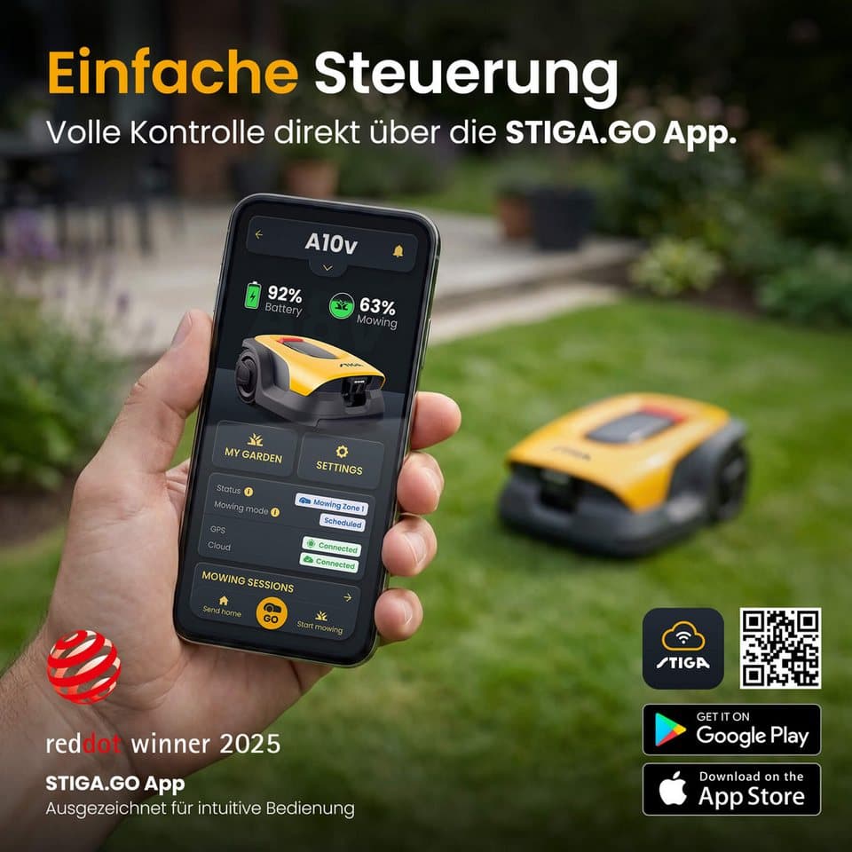 STIGA GARDEN Rasenmähroboter A 10v, bis 1000 m² Rasenfläche, (Set), App-Steuerung, Mehrzonen-Management, RTK+KI-Kamera+VISTA-Technologie - Thumbnail 12