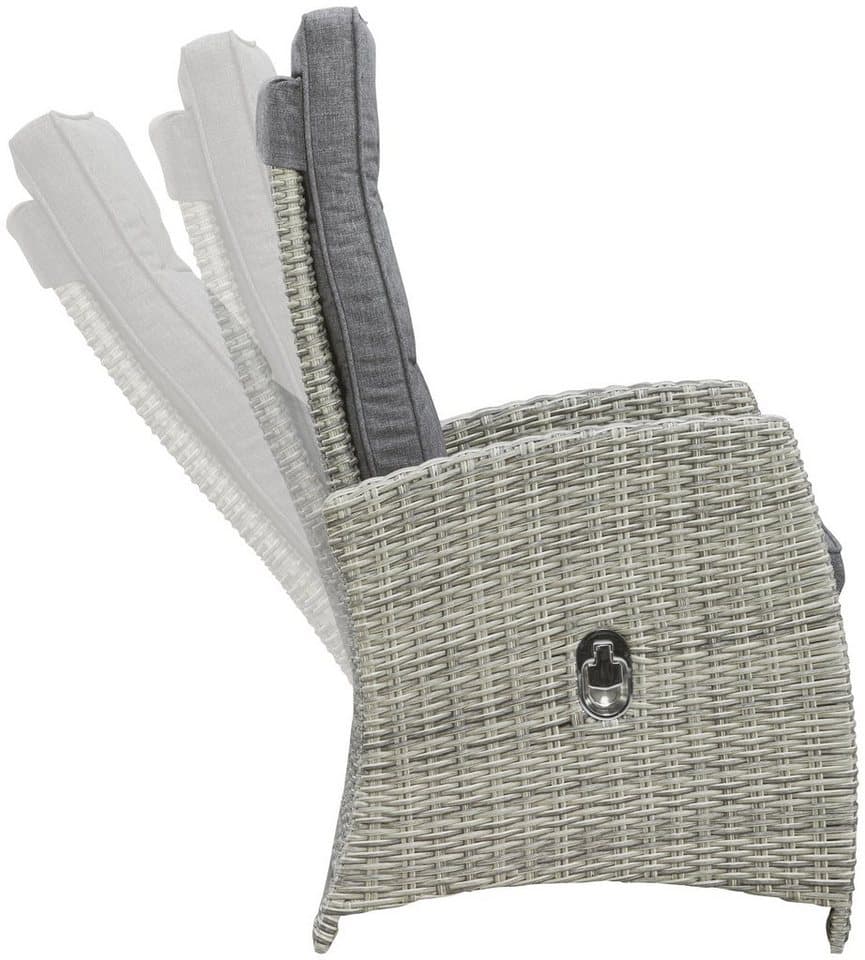 KONIFERA Garten-Essgruppe Monaco, (Set, 16-tlg., 1x2er Sofa, 2x Sessel, 2x Hocker, 1x Tisch 120x70x66cm, inkl. Auflagen), Polyrattan, Aluminium, Rückenlehne verstellbar, Grau - Thumbnail 11