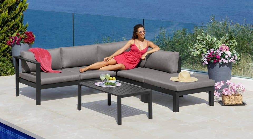 KONIFERA Gartenlounge-Set Dubai, (14-tlg), Ecklounge, Tisch 100x59 cm, Aluminium - Thumbnail 19