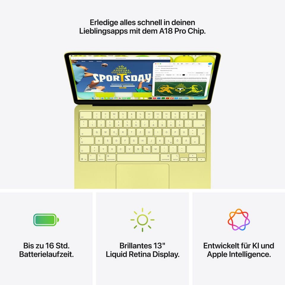 Apple Macbook Neo 13" Notebook (33,02 cm/13 Zoll, Apple A18 Pro, 5-Core GPU, 8 GB, 256 GB SSD) - Thumbnail 9