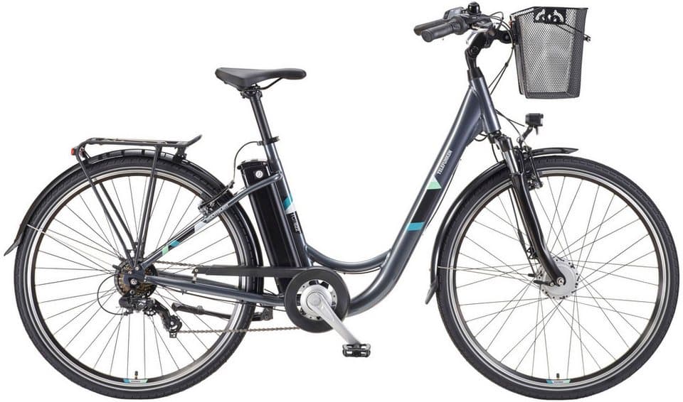 Telefunken E-Bike Cityrad Multitalent RC822, 7 Gang Shimano Tourney Schaltwerk, Kettenschaltung, Frontmotor, 531,3 Wh, (Beleuchtung, Straßenzulassung, ca. 100 km Reichweite, 2 V-Bremsen), Elektrofahrrad, Damen Herren, 28 Zoll, 36,9 V, 531,3 Wh Akku, Pedelec - Thumbnail 2