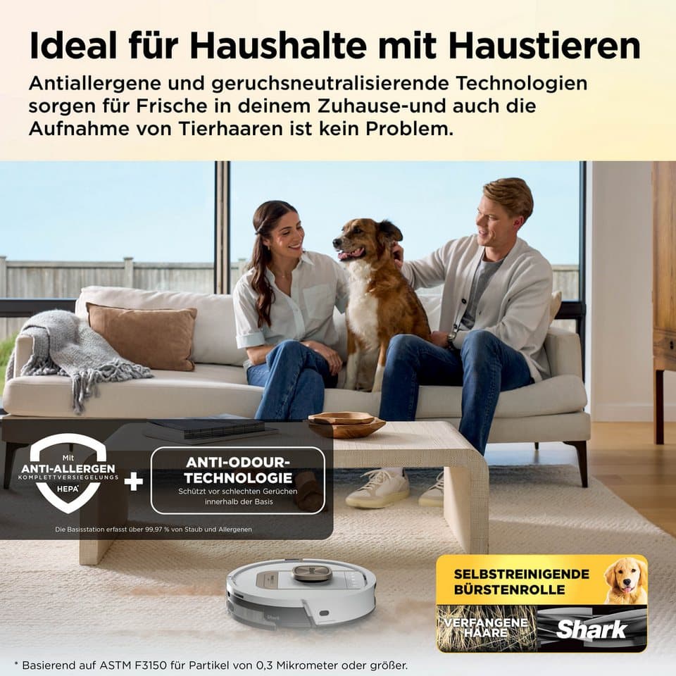 Shark Saugroboter Shark ThermaCharged PowerDetect Saugroboter RV2900XEEUWH, 650 W, beutellos, beheizte Basisstation verwendet 85°C heißes Wasser und 80°C warme Luft - Thumbnail 11