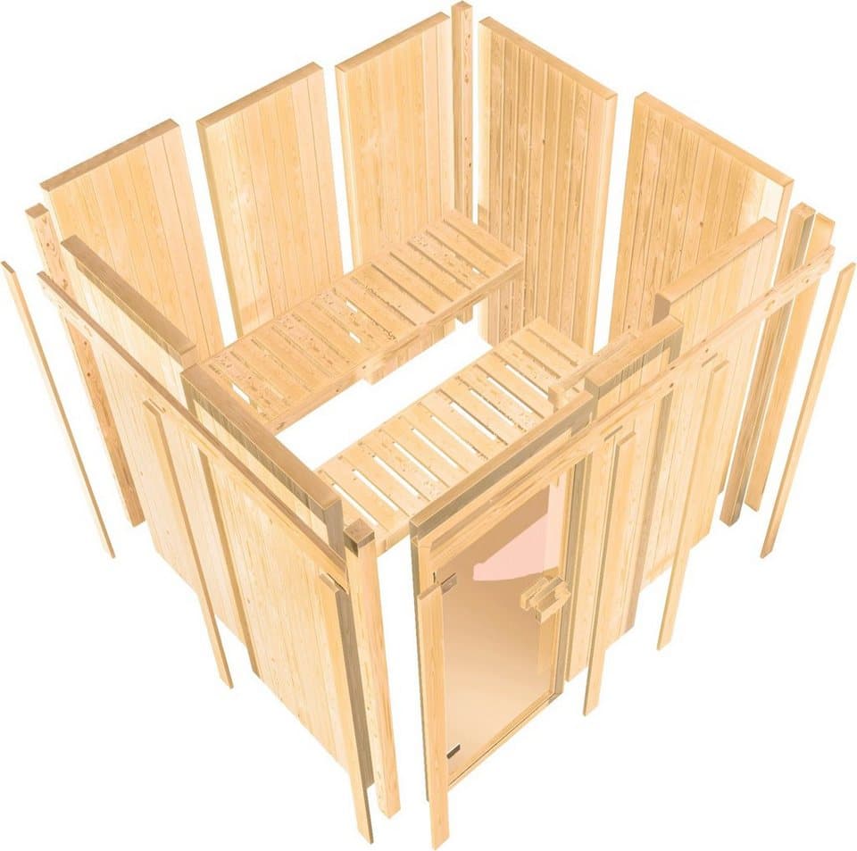 Karibu Sauna Aline 1, BxTxH: 210 x 184 x 202 cm, 68 mm, (Set) Ofen 9 KW externe Strg easy - Thumbnail 8