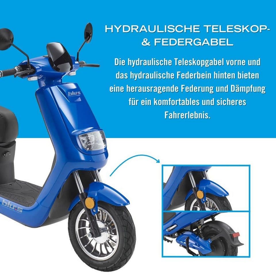 Blu:s E-Motorroller XT2000, 2000 W, 45 km/h, bis zu 50 km Reichweite, mit Straßenzul., 2 Sitzplätze, für Erwachsene - Thumbnail 5