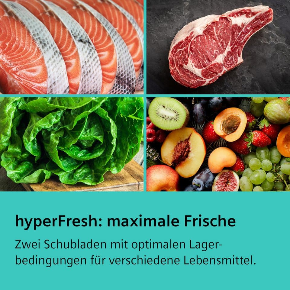SIEMENS Kühl-/Gefrierkombination iQ300 KG39N2LAF, 203 cm hoch, 60 cm breit, noFrost, hyperFresh 0°C Schublade, nahtlose Platzierung, LED-Licht - Thumbnail 19
