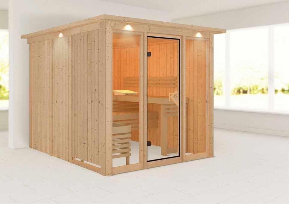 welltime Sauna Artja, BxTxH: 240,5 x 248 x 202 cm, 68 mm, (Set) Ofen 9 kW integr. Strg - Thumbnail 2