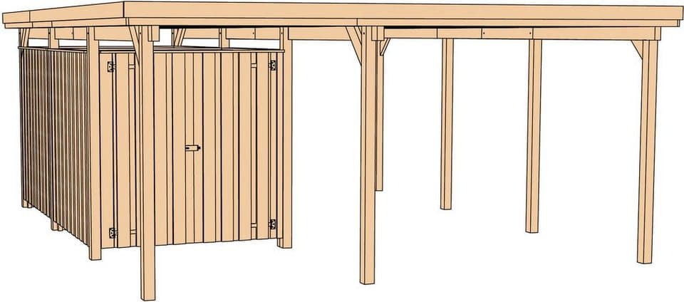 weka Einzelcarport 607 Gr.1, BxT: 512x433 cm, 215 cm Einfahrtshöhe, inkl. Geräteraum - Bild 1