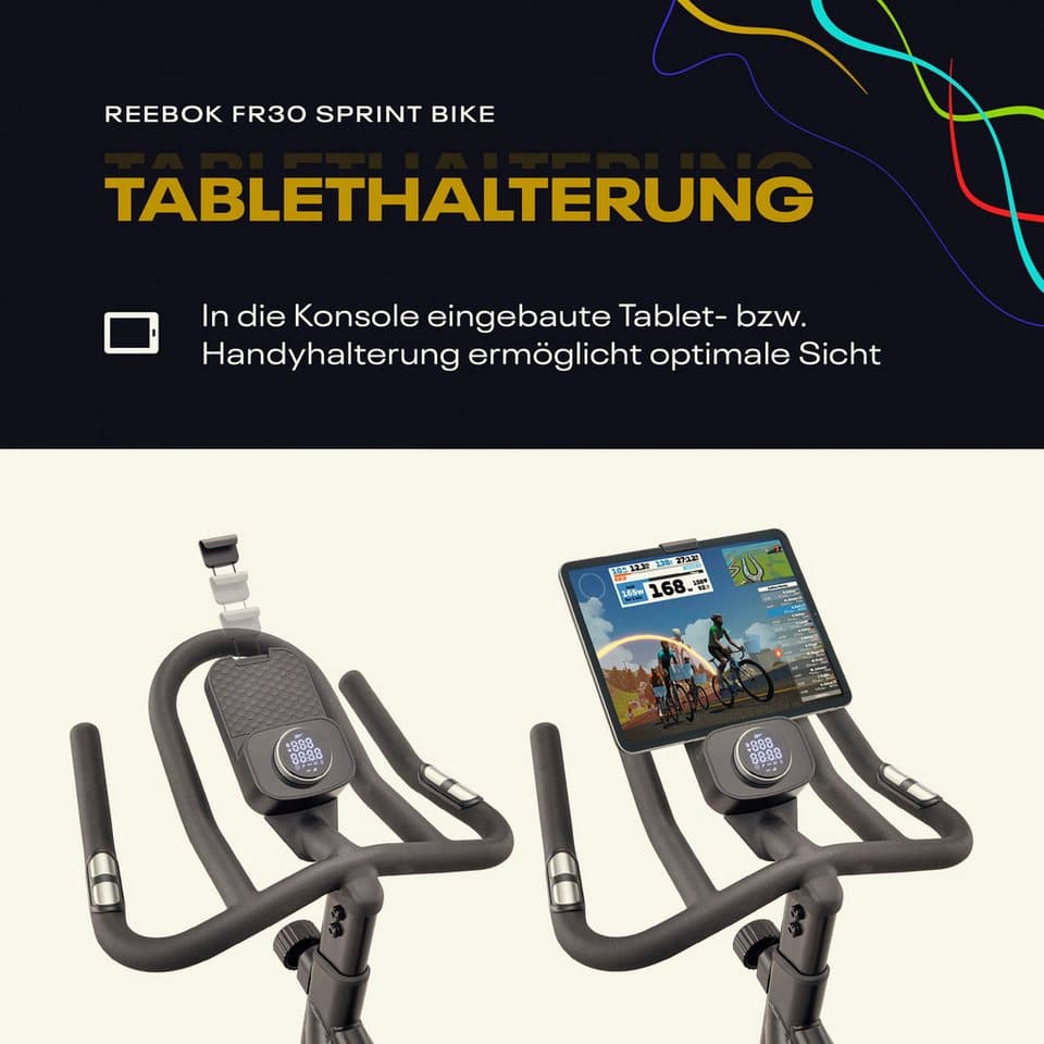 Reebok Speedbike FR30 Speedbike (mit Tablet-Halterung), 135 kg max. Benutzergewicht, Fahrrad, 32 Widerstandsstufen - Thumbnail 26