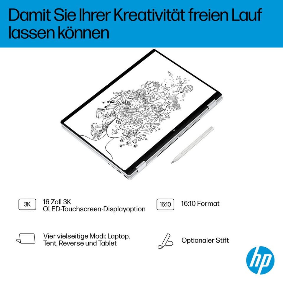 HP OmniBook X Flip 16-a0252ng Convertible Notebook (40,64 cm/16 Zoll, Intel Ultra 7 256V, ARC 140V, 16 GB, 512 GB SSD) - Thumbnail 19