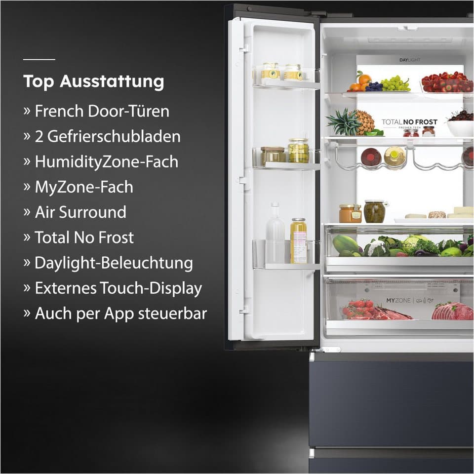 Haier French Door French Door 70 HFW7720ENMB, 200,6 cm hoch, 70 cm breit, 201 cm hoch, 70 cm breit, Easy Access-Gefrierschubladen - Thumbnail 3