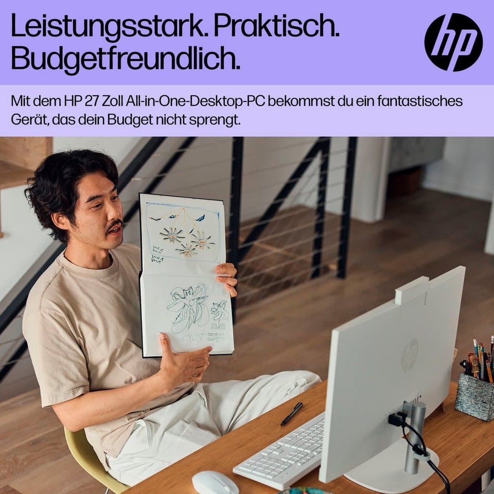 HP 27-cr1200ng All-in-One PC (27 Zoll, Intel Core Ultra 5 125U, Intel Internal Graphics, 16 GB RAM, 512 GB SSD) - Thumbnail 7