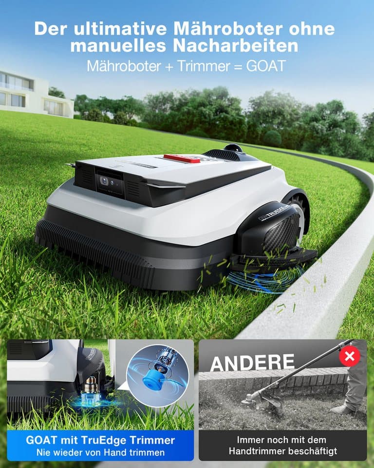 ECOVACS Rasenmähroboter GOAT A1600 LiDAR PRO, bis 1600 m² Rasenfläche, (Mäheffizienz von 400 m²/h, Trimmer (8500 rpm), Dual-LiDAR Navigation, leistungsstarker 32-V Energieplattform - Thumbnail 2