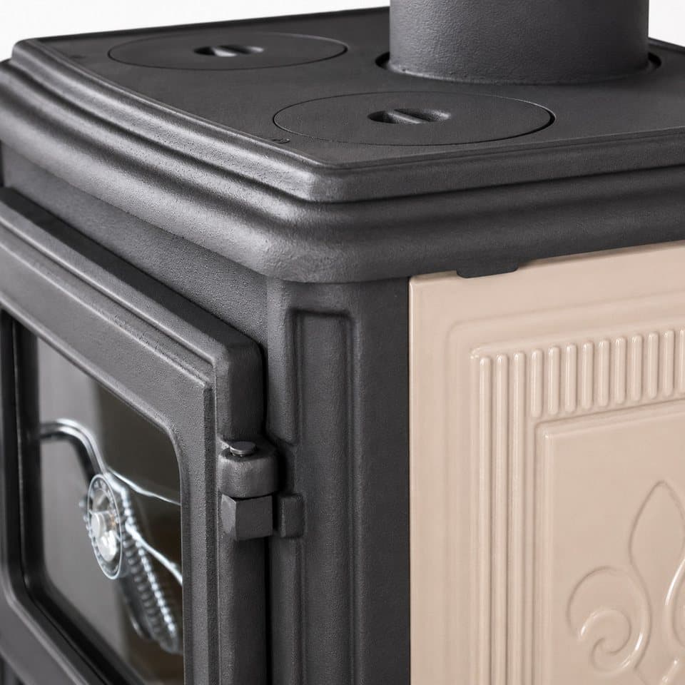 Hanseatic Kaminofen Minerva Beige, 7,1 kW, Zeitbrand, Großer Feuerraum - Thumbnail 16