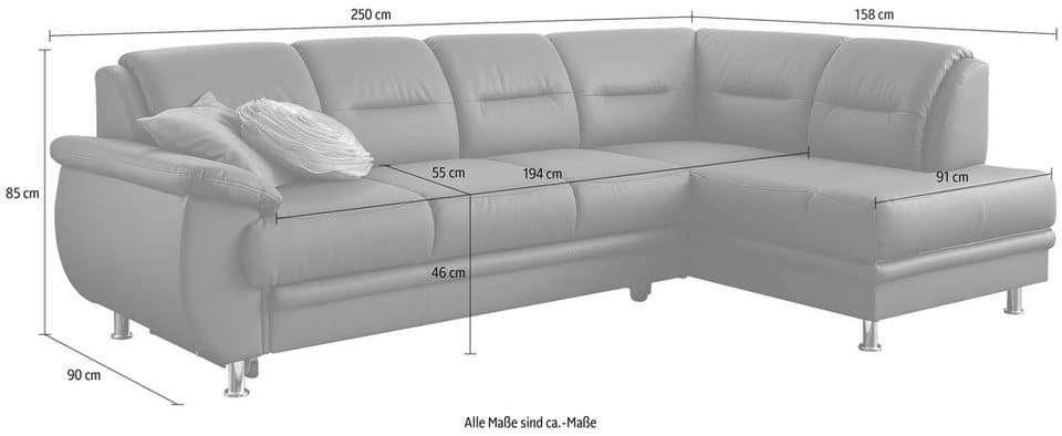 sit&more Ecksofa Mailand L-Form, B: 250 cm, optional Schlaffunktion,Ottomane,inkl 5 Jahre Herstellergarantie - Thumbnail 6