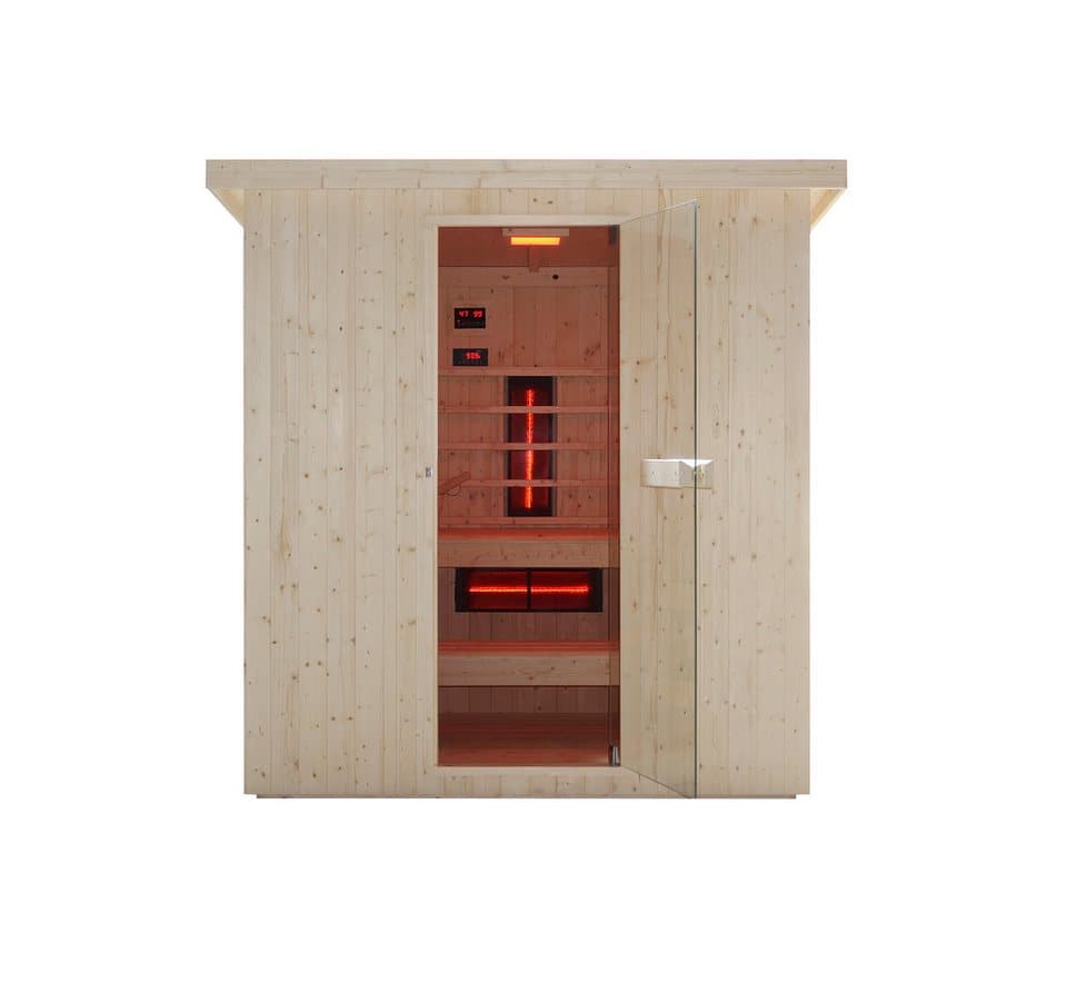 Sanotechnik Sauna »LAHTI« Außensauna mit Infrarotkabine, BxTxH: 198 x 181,5 x 200,2 cm, 4,4 mm, geeignet für 6 Personen, Fichetnholz - Thumbnail 3