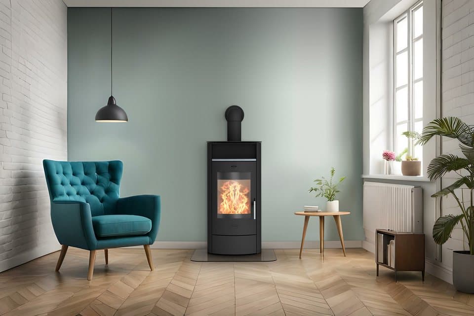 Fireplace Kaminofen »Piacenza Stahl«, Exklusiv, Lieferung bis ins Wohnzimmer, 6,7 kW, Zeitbrand, mit verriegelbarer Holzlagerfachtür - Thumbnail 2