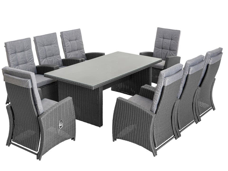 KONIFERA Garten-Essgruppe »New Paris«, (Set, 25-tlg., 8 Sessel, Rückenlehne verstellbar, Tisch 100x200x75 cm, inkl. Auflagen), Aluminium/Polyrattan - Thumbnail 2